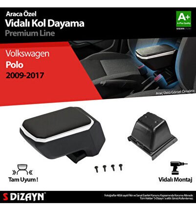 S-Dizayn VW Polo 5 ABS Vidalı Kol Dayama Kolçak Gri 2009-2017 A+Kalite KLC-VD-GR-7618