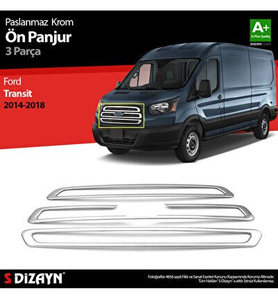 S-Dizayn Ford Transit Krom Ön Panjur 3 Parça 2014-2018 5935180