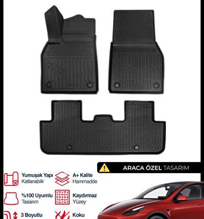 S-Dizayn Tesla Model Y Juniper 3D Pro Havuzlu Paspas 2025 Üzeri A+ Kalite 3DS-SDZ340