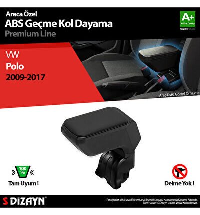 S-Dizayn VW Polo Kol Dayama Kolçak Geçmeli ABS Siyah 2009-2017 KLC-GC-SY-7618