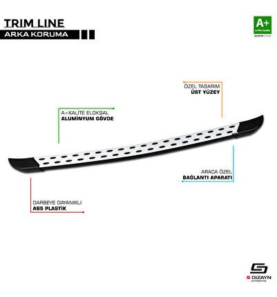 S-dizayn Vw Transporter T6.1 Trimline Gri Arka Koruma 2019 Üzeri Uyumlu A Kalite