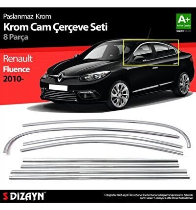 S-Dizayn Renault Fluence Krom Cam Çerçeve Seti 8 Prç 2010-2016 A+ Kalite
