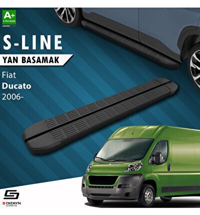 Fiat Ducato 3 Kısa Şase S-Line Siyah Yan Basamak 203 Cm 2006 Üzeri A+ Kalite FI-DC3-KS-YBS-SL-SA-203