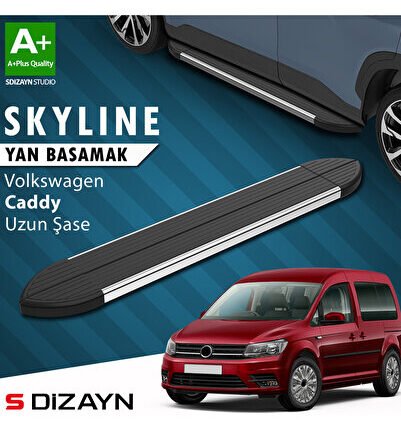 VW Caddy 3 Uzun Şase Skyline Krom Yan Basamak 223 Cm 2004-2020 A+ Kalite VW-CD3-US-YBS-SKY-KA-223