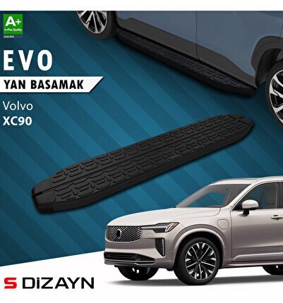 S-Dizayn Volvo XC90 Makyajlı Hybrid Evo Siyah Yan Basamak 203 Cm 2024 Üzeri A+ Kalite VO-X92M-HYB-YB