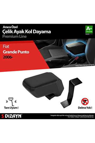 1_org_zoom-9560.jpg S-Dizayn Fiat Punto Kol Dayama Kolçak Çelik Ayaklı ABS Siyah 2006-2018 A+Kalite KLC-CA-SY-5807-K4 - Görsel 1