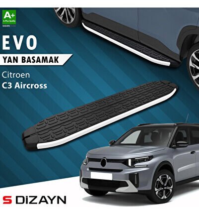 S-Dizayn Citroen C3 Aircross 2 Evo Aluminyum Yan Basamak 183 Cm 2024 Üzeri A+ Kalite CI-C3A2-YBS-EV-