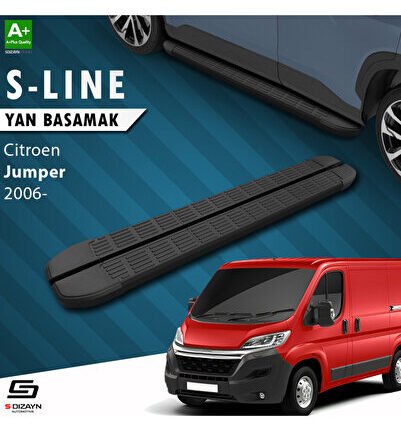 Citroen Jumper 3 Kısa Şase S-Line Siyah Yan Basamak 203 Cm 2006-2022 A+ Kalite CI-JP3-KS-YBS-SL-SA-2