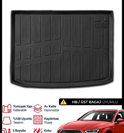 S-Dizayn Audi A3 HB 3D Pro Bagaj Havuzu Üst Bagaj 2020 Üzeri A+ Kalite 3BH-SDZ251