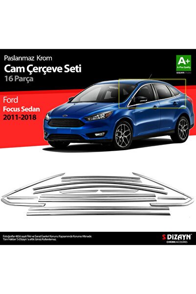 1_org_zoom-9687.jpg S-Dizayn Ford Focus 3 SD Krom Cam Çerçevesi 16 Prç 2011-2018 A+ Kalite - Görsel 1