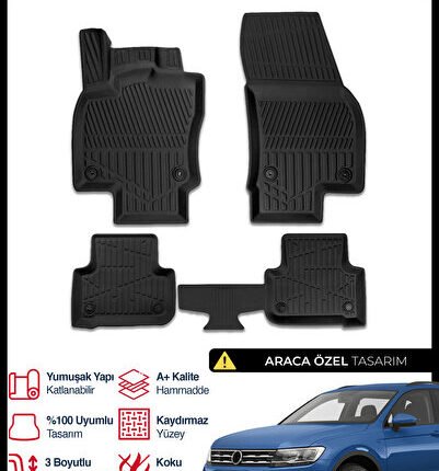 S-Dizayn VW Tiguan 3D Pro Havuzlu Paspas 2016-2023 A+ Kalite 3DS-SDZ181