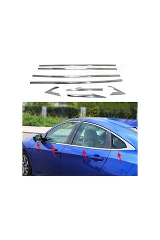 IMG-1217679199146360647.jpg Honda Civic Fc5 Krom Cam Çerçevesi Set 2016 Sonrası 8 Parça - Görsel 1