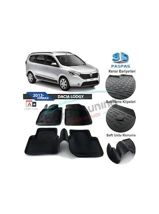 Dacia Lodgy Havuzlu 3D Paspas Niken Siyah