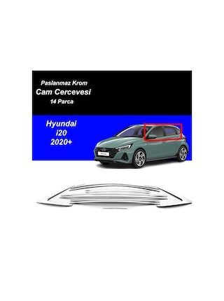 Hyundai İ20 Cam Çıtası Komple Set Çerçevesi Kromu Nikelajı 2020 Sonrası