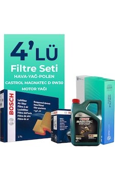 Bosch Ford Tourneo Custom 2.0 Dizel Filtre Bakım Seti Castrol Motor Yağlı (2015-2023) 4 Lü