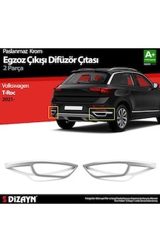Volkswagen T-roc Uyumlu Makyajlı Krom Egzoz Görünümü Difüzör 2 Parça. 2021 Üzeri Parça