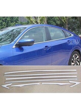 Honda Civic Fc5 Krom Komple Cam Çıtası 8 Parça Set