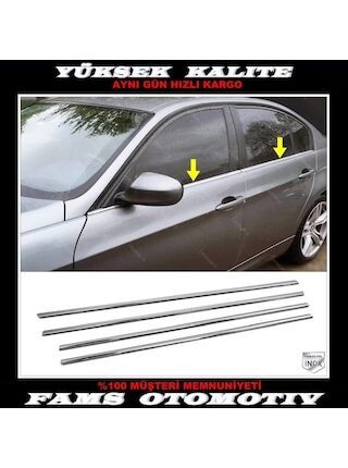 Bmw 3 Seri E90 Krom Cam Çıtası 4 Prç. 2004-2012 P. Çelik