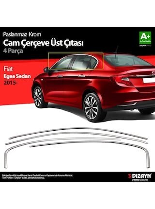 Fiat Egea 2015 Üzeri SD Krom Cam Üst Çıtası 4 Parça
