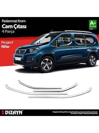 Peugeot Rifter Krom Cam Çıtası 4 Prç. 2019 Üzeri A+ Kalite