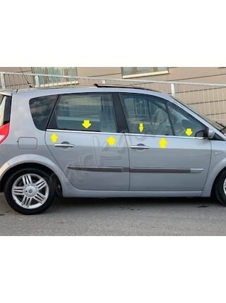 Renault Scenic 2 Krom Cam Çıtası 2003-2009 4 Parça Paslanmaz Çeli