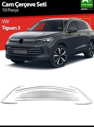 Vw Tiguan 3 Krom Cam Çerçeve Seti 10 Prç. 2024 Üzeri A+ Kalite