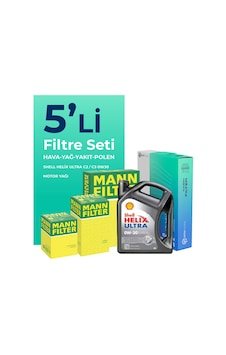 Mann Ford Transit Custom 2.0 Dizel Filtre Bakım Seti Shell Motor Yağlı (2015-2023) 5 Li
