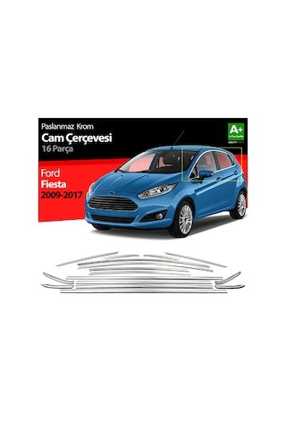 IMG-3501364197337134373.jpg Ford Fiesta 6 2009-2017 Cam Çerçevesi Krom 16 Parça P.çelik - Görsel 1