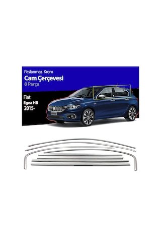 IMG-3637936037450352553.jpg Fiat Egea Hb Cam Çıtası Çerçevesi Komple Set Kromu Nikelajı - Görsel 1