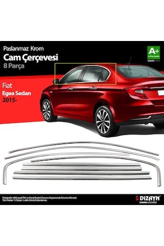 IMG-3668391293469664651.jpg Fiat Egea 2015 Üzeri SD Krom Cam Çerçevesi 8 Parça - Görsel 1