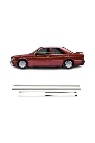 IMG-3708656463148486215.jpg Mercedes W201 E-190 Krom Cam Çıtası 1983-1993 4 Parça P.Çelik - Görsel 1