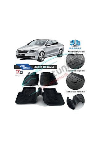 IMG-3867712357598742070.jpg Skoda Octavia Havuzlu 3D Paspas Niken Siyah 2013-Sonrası - Görsel 1