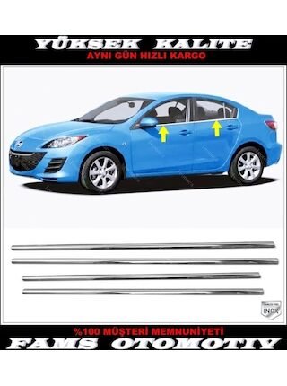 Mazda 3 Krom Cam Çıtası 4 Prç. 2009-2014 Arası P. Çelik Sedan