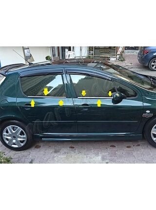 Peugeot 307 Krom Cam Çıtası 2001-2008 4 Parça Paslanmaz