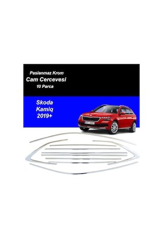 IMG-4528284429244193841.jpg Skoda Kamiq Cam Çıtası Komple Set Çerçevesi Kromu Nikelajı 201 Sonrası - Görsel 1