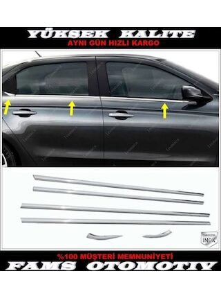 Peugeot 301 Paslanmaz Krom Cam Çıtası 6 Parça 2012 Üzeri