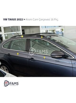 Volkswagen Taigo Paslanmaz Çelik 2022 Üzeri Krom Cam Çerçevesi 16 Parça