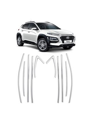 Hyundai Kona 10 Parça Paslanmaz Krom Cam Çerçeve Çıtası Seti 486