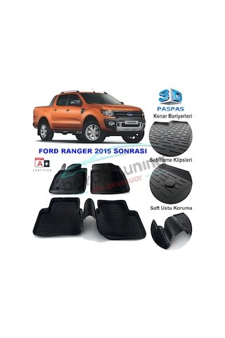 IMG-5169332639480100334.jpg Ford Ranger Havuzlu 3D Paspas Niken Siyah 2015- - Görsel 1
