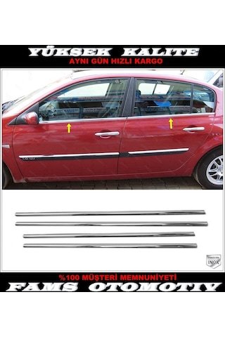 IMG-5250267400061488557.jpg Renault Megane 2 Krom Cam Çıtası 2002-2009 Arası P. ÇelikSedan - Görsel 1