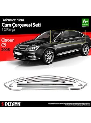 Citroen C5 Krom Cam Çerçeve Seti 12 Prç 2008 Üzeri Bütün-Formlu