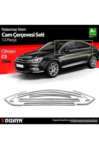 IMG-5305391593330853257.jpg Citroen C5 Krom Cam Çerçeve Seti 12 Prç 2008 Üzeri Bütün-Formlu - Görsel 1