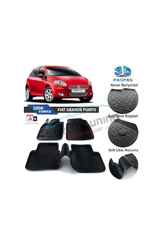IMG-5410225114810942247.jpg Fiat Punto Havuzlu 3D Paspas Niken Siyah 2006- - Görsel 1