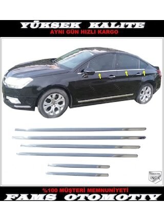 Citroen C5 Krom Cam Çıtası 6 Prç. 2008 Üzeri P. Çelik