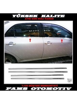Toyota Corolla Uyumlu Krom Cam Alt Çıta 4 Kapı 4 Prç P.Çelik 2007-2013