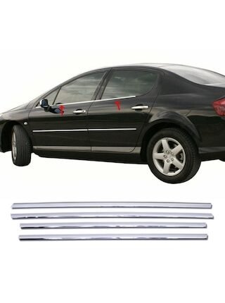 Peugeot 407 Krom Cam Çıtası 4 Parça P.çelik 2004 Üzeri