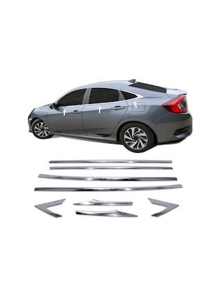 Honda Civic Krom Cam Çıtası 8 Parça P.çelik 2016 Sonrası