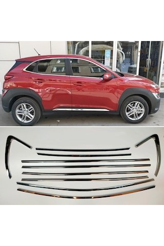 IMG-5775784560117920712.jpg Hyundai Kona Cam Çıtası Kromu Çerçevesi Komple Nikelaj Seti - Görsel 1