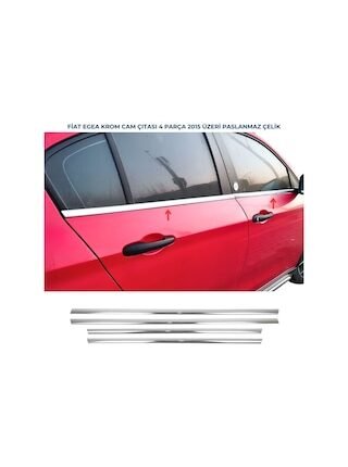 Fiat Egea Sedan-Hb Krom Cam Çıtası 4 Parça 2015 Üzeri Paslanmaz Çelik