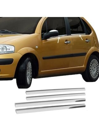Citroen C3 Krom Cam Çıtası Tk 2002-2009 4Prç Paslanmaz Çelik N11.4287
